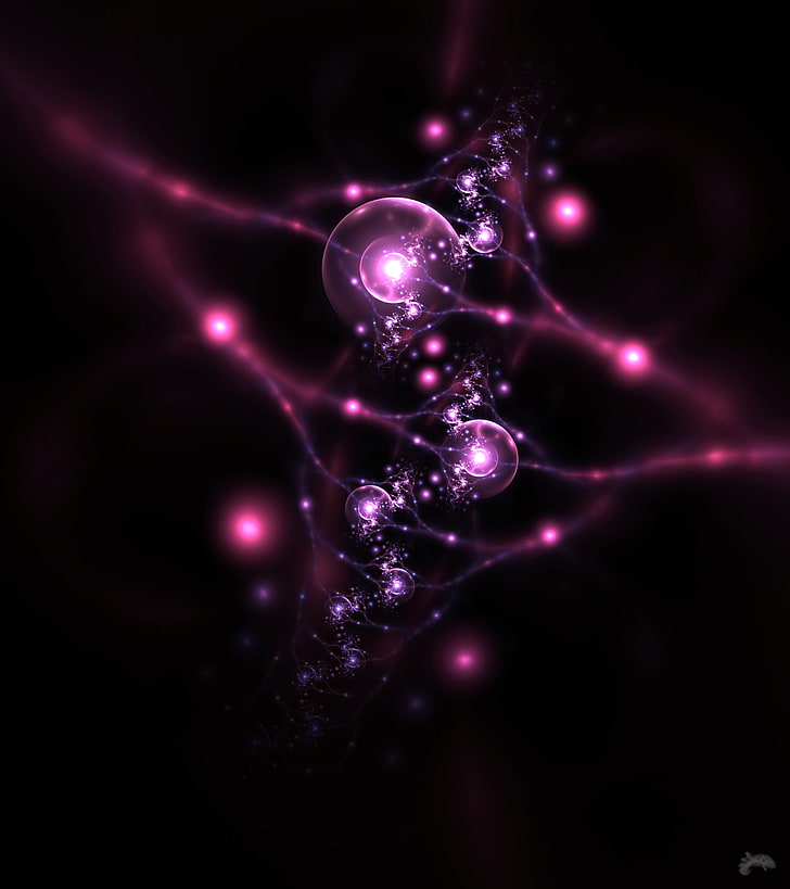 purple bokeh light, neurons, circles, fractal, HD wallpaper