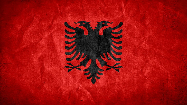 albania, flags, grunge, national, HD wallpaper