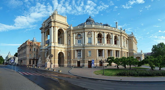 人工、オペラハウス、建築、建物、オデッサ、ウクライナ、 HDデスクトップの壁紙 HD wallpaper
