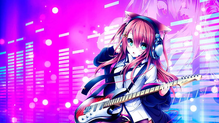 Anime, Anime Girls, rosa Haare, lange Haare, blaue Augen, die den Betrachter anschauen, HD-Hintergrundbild