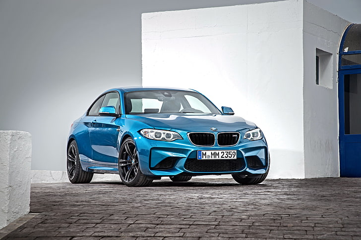 BMW serie M coupé blu, bmw, m2, f87, vista laterale, Sfondo HD