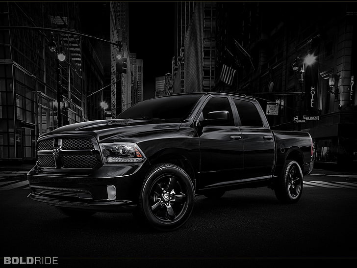 Vehicles, Truck, Black, City, Dodge, Dodge Ram 1500, Mopar, HD wallpaper