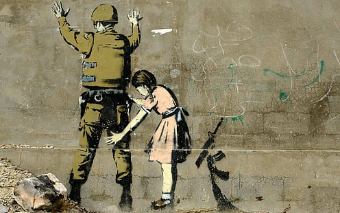 Banksy, bambini, graffiti, Sfondo HD HD wallpaper