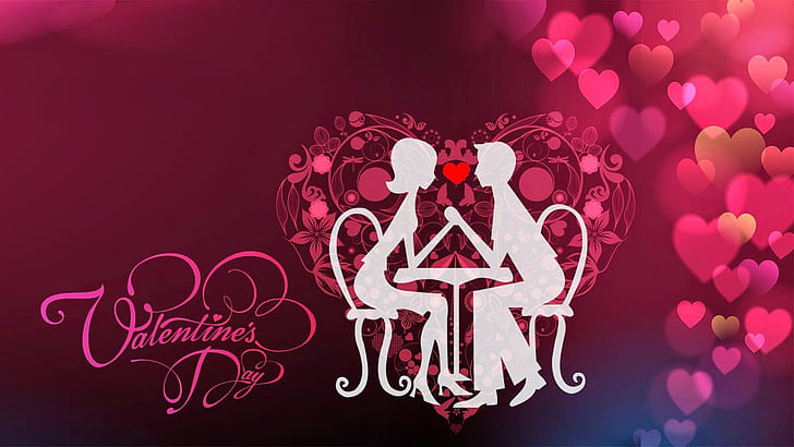 Честита среща на Свети Валентин Любяща влюбена двойка Сърца Графика Тапети Hd 1920 × 1080, HD тапет