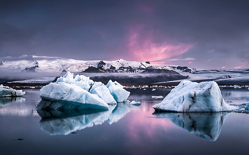 Glacier Lagoon Iceland, wallpaper berg es, Dunia, Islandia, gunung, Wallpaper HD HD wallpaper