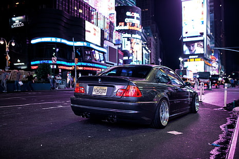 BMW, E46, tuning, bmw, E46, tuning, M3, miasto, noc, światła, Tapety HD HD wallpaper