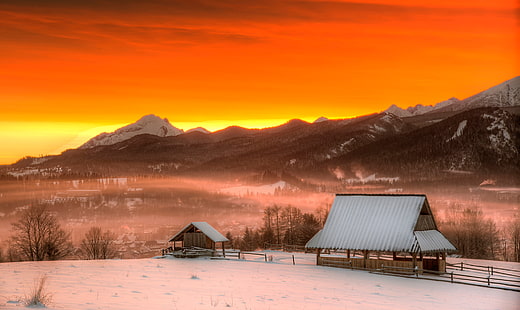 dawn, Poland, Zakopane, HD wallpaper HD wallpaper