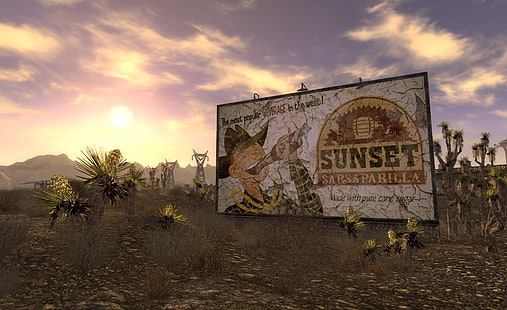 Fallout New Vegas Screenshot, Sunset signage, Games, Fallout, Fallout New Vegas, Fallout New Vegas, Tapety HD HD wallpaper