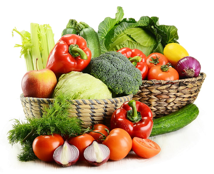 surtido de verduras, verduras, surtido, cesta, Fondo de pantalla HD