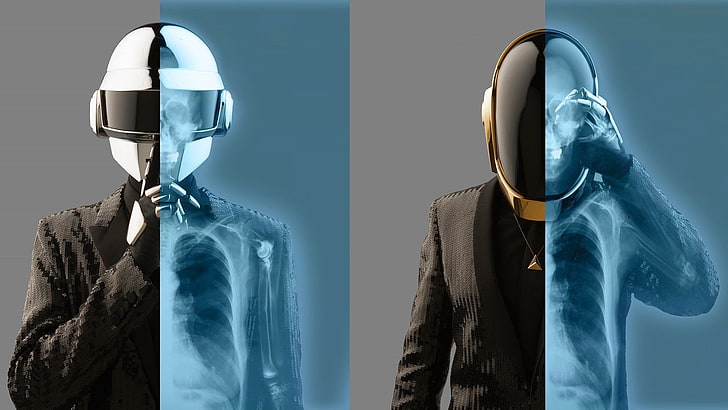 suits, Daft Punk, x-rays, helmet, HD wallpaper