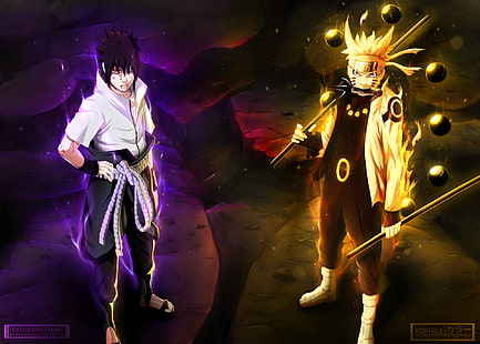 Naruto y Sasuke, Anime, Naruto, Naruto Uzumaki, Sasuke Uchiha, Fondo de pantalla HD HD wallpaper