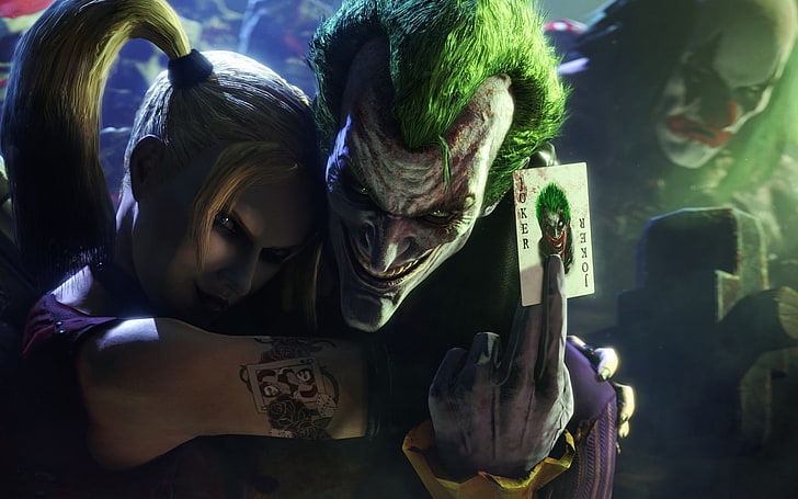 El fondo de pantalla de Joker y Harley Quinn, Harley Quinn, Batman, Joker, DC Comics, arte digital, Fondo de pantalla HD