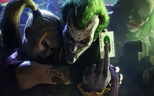 El fondo de pantalla de Joker y Harley Quinn, Harley Quinn, Batman, Joker, DC Comics, arte digital, Fondo de pantalla HD HD wallpaper