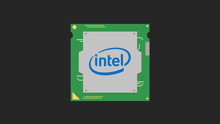 Процессор, логотип, Intel, простой фон, HD обои