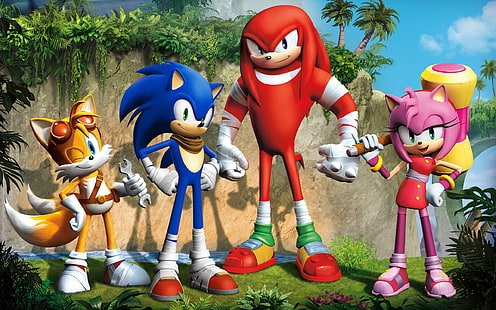 Sonic illustration, Sonic the Hedgehog, gry wideo, Sonic, Tails (postać), Sonic Boom, Knuckles, Tapety HD HD wallpaper