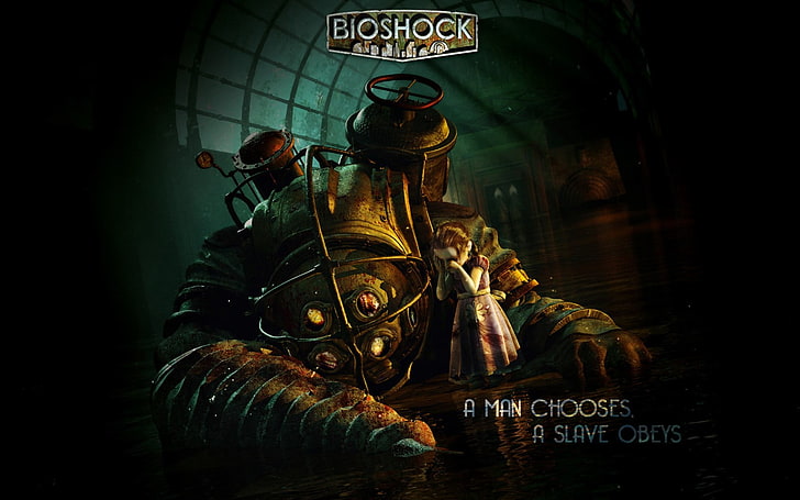 Bioshock wallpaper, BioShock, Big Daddy, Rapture, video games, Little Sister, sea, HD wallpaper