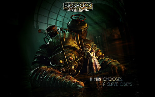 Bioshock tapeter, BioShock, Big Daddy, Rapture, videospel, Little Sister, havet, HD tapet HD wallpaper