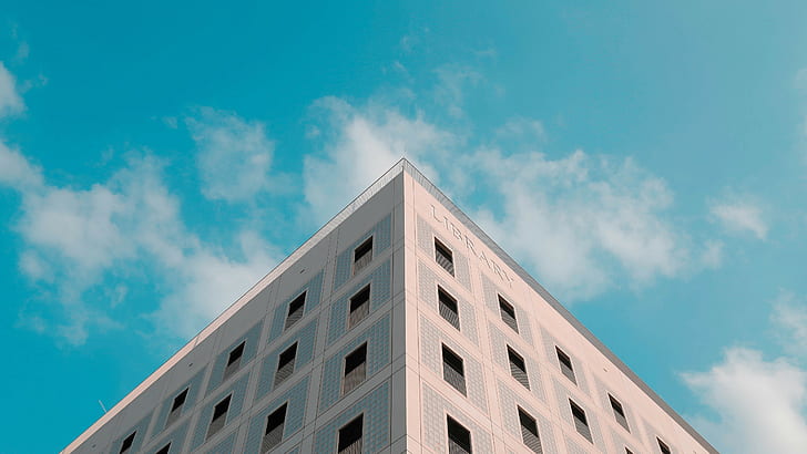 edifício de concreto cinza e branco, fotografia, biblioteca, arquitetura, céu, HD papel de parede