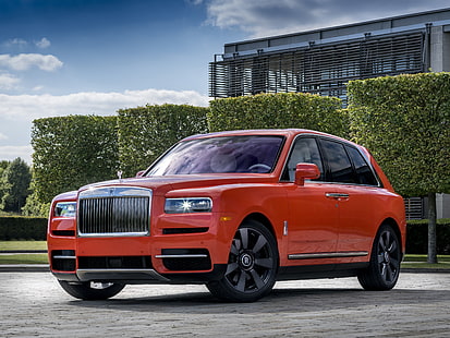  Rolls Royce, Rolls-Royce Cullinan, Car, Luxury Car, Red Car, Rolls-Royce, SUV, Vehicle, HD wallpaper HD wallpaper