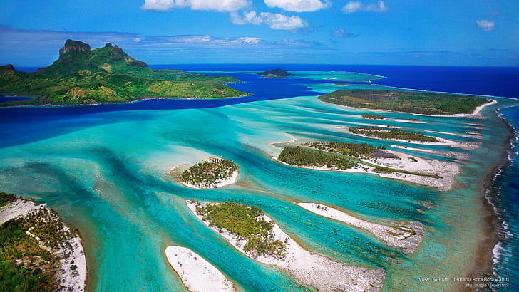 Vista sul monteOtemanu, Bora Bora, Tahiti, Isole, Sfondo HD