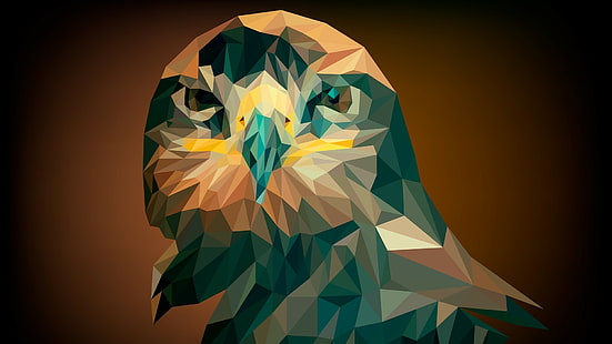 низкополигональная, птица, животное, цифровое искусство, 3d, геометрические, геометрия, орел, HD обои HD wallpaper