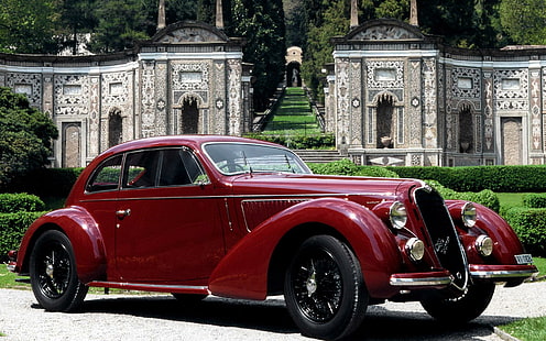 Alfa Romeo 6c, red and black vintage coupe, cars, 1920x1200, alfa romeo, alfa romeo 6c, HD wallpaper HD wallpaper