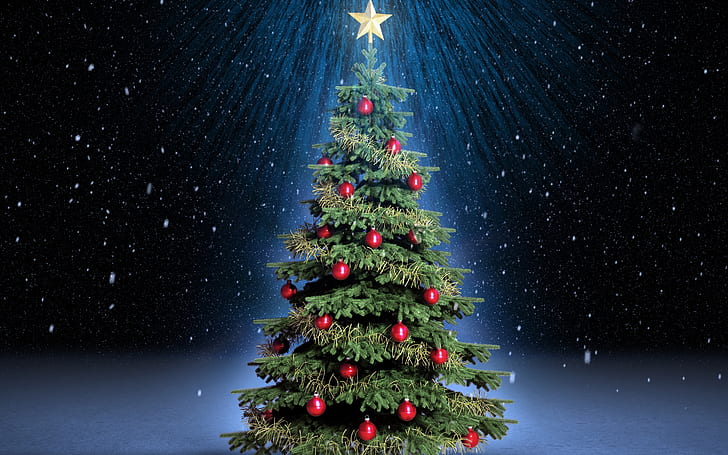Arbre de Noël mignon, globes, arbres, décoration, Fond d'écran HD