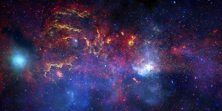 nebulosa azul y roja, Hubble, galaxia, la vía láctea, telescopio, centro, Spitzer, Chandra, Fondo de pantalla HD