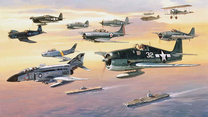 Fleet Of Military Planes, nature, fleet, military, aircraft, sunset, planes, aircraft planes, HD wallpaper