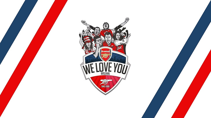 We Love You text clip art, strip, the inscription, art, emblem, Arsenal, fans, Football Club, The Gunners, HD wallpaper