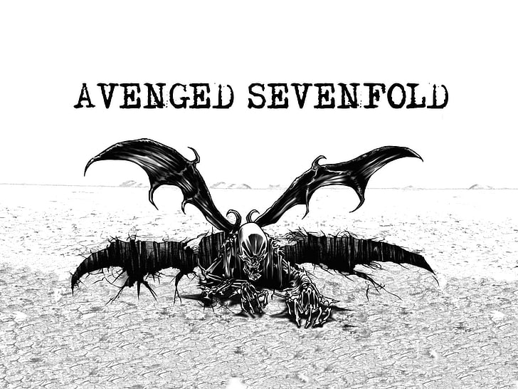 Avenged Sevenfold logosu, Avenged Sevenfold, Deathbat, Metalcore, heavy metal, hard rock, maskot, bant maskotu, HD masaüstü duvar kağıdı