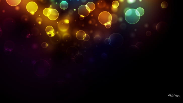 Bright Bokeh Lights, lights, abstract, gold, purple, bokeh, glow, colors, dark, 3d and abstract, HD wallpaper
