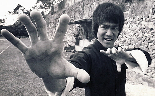 Bruce Lee, Bruce Lee, Männer, Schauspieler, Hände, Krieger, Monochrom, HD-Hintergrundbild HD wallpaper