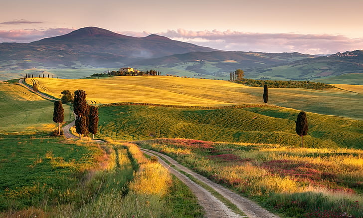 Toscana, Italien, landskap, HD tapet