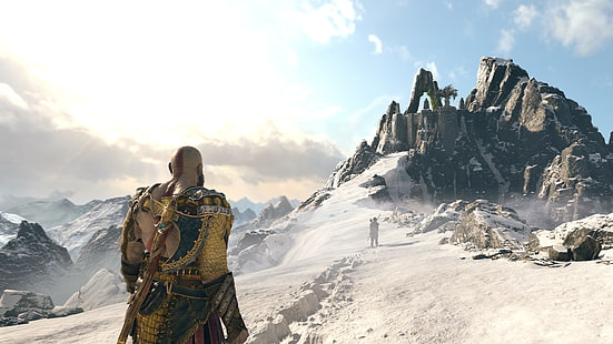 Dewa Perang, Kratos, Atreus, PlayStation 4, mitologi Norse, Wallpaper HD HD wallpaper