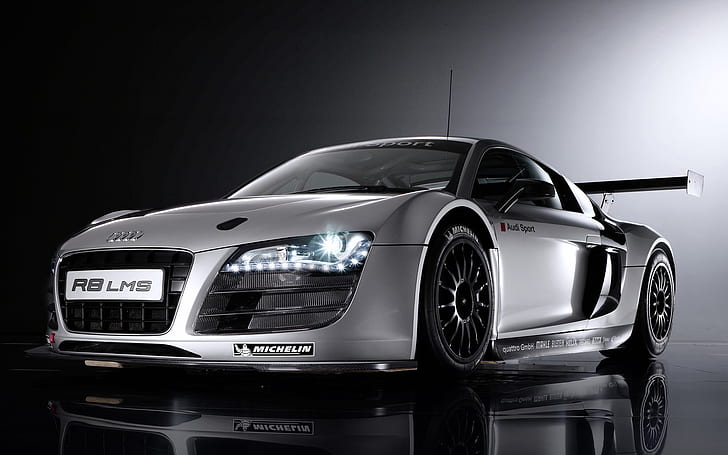 Audi r8, Car, LMS, Famous Brand, Audi Sport, Four Rings, audi r8, car, lms, famous brand, audi sport, four rings, HD wallpaper