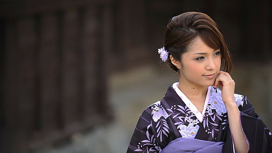 women, kimono, Japanese clothes, traditional clothing, Mihiro Taniguchi, Japan, HD wallpaper HD wallpaper