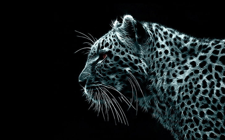 animals, Fractalius, leopard (animal), digital art, HD wallpaper