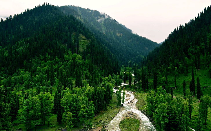 Земя, гора, Кашмир, пейзаж, природа, Пакистан, река, Дао-бут, дърво, HD тапет