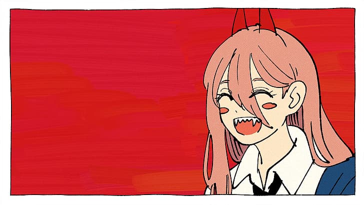 Anime Mädchen, Kettensäge, Lächeln, Manga, glücklich, Anime, HD-Hintergrundbild