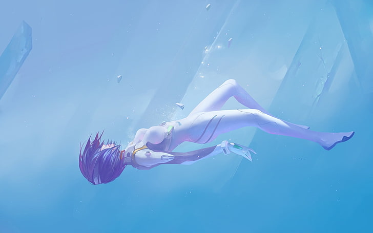 sous-marin, œuvres d'art, Ayanami Rei, combinaison manga, manga, anime, filles anime, Fond d'écran HD