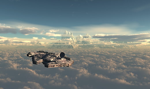 digitale Tapete des schwarzen und grauen Space Shuttles, Star Wars, Millennium Falcon, HD-Hintergrundbild HD wallpaper