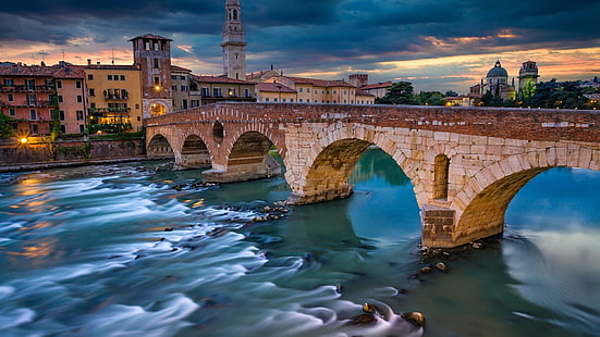 ตอนเย็น, แม่น้ำ Adige, ยุโรป, อิตาลี, Verona, ซุ้มประตู, พลบค่ำ, cityscape, การท่องเที่ยว, แหล่งดึงดูดนักท่องเที่ยว, Ponte Pietra, สายน้ำ, สะพานโค้ง, เมือง, ทางน้ำ, สะพาน, สถานที่สำคัญ, แม่น้ำ, ท้องฟ้า, น้ำ, วอลล์เปเปอร์ HD HD wallpaper