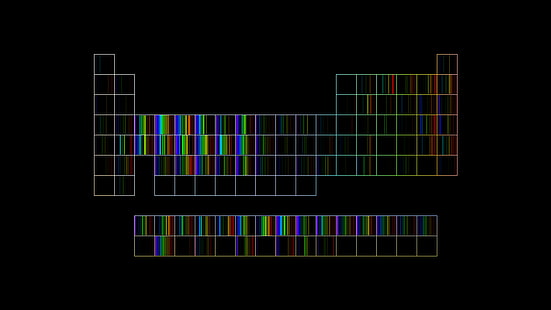 черно-белая графика, спектраль, химия, периодическая таблица, минимализм, HD обои HD wallpaper
