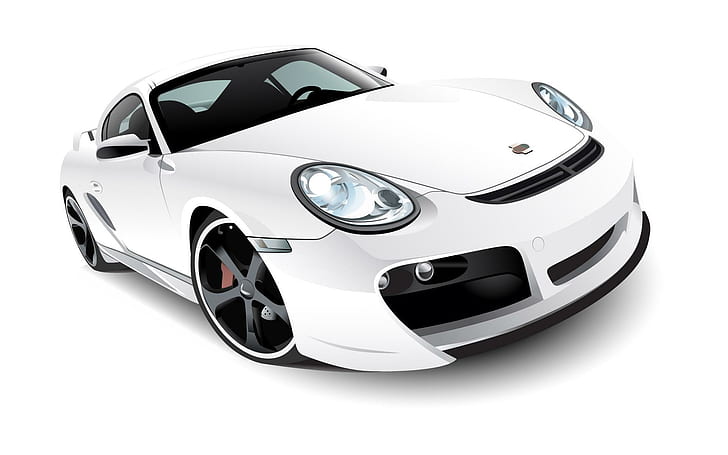 White Sports Car, 3d, спорткар, графика, белый спорткар, автомобили, HD обои
