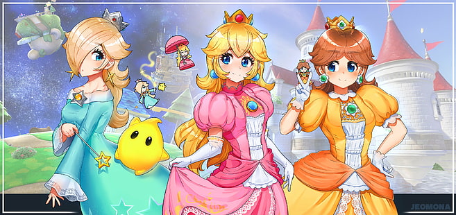 Mario Bros., Princess Rosalina, Princess Daisy, Princess Peach, HD tapet HD wallpaper