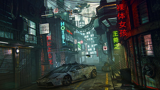 futurista, cyberpunk, mundo futuro, 4K, HD papel de parede HD wallpaper