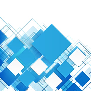 illustrazione di quadrati blu e bianchi, astrazione, vettoriali, compendio, geometria, blu, sfondo, quadrati, Sfondo HD HD wallpaper