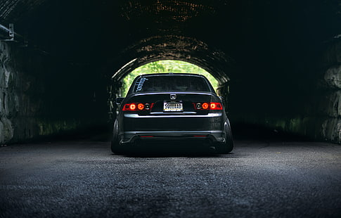 svart Honda-bil, Honda, tunnel, accord, stance, Acura TSX, HD tapet HD wallpaper