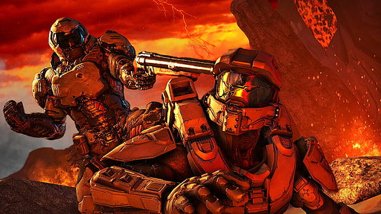Halo, Doom (jogo), videogame, arte de videogame, HD papel de parede HD wallpaper